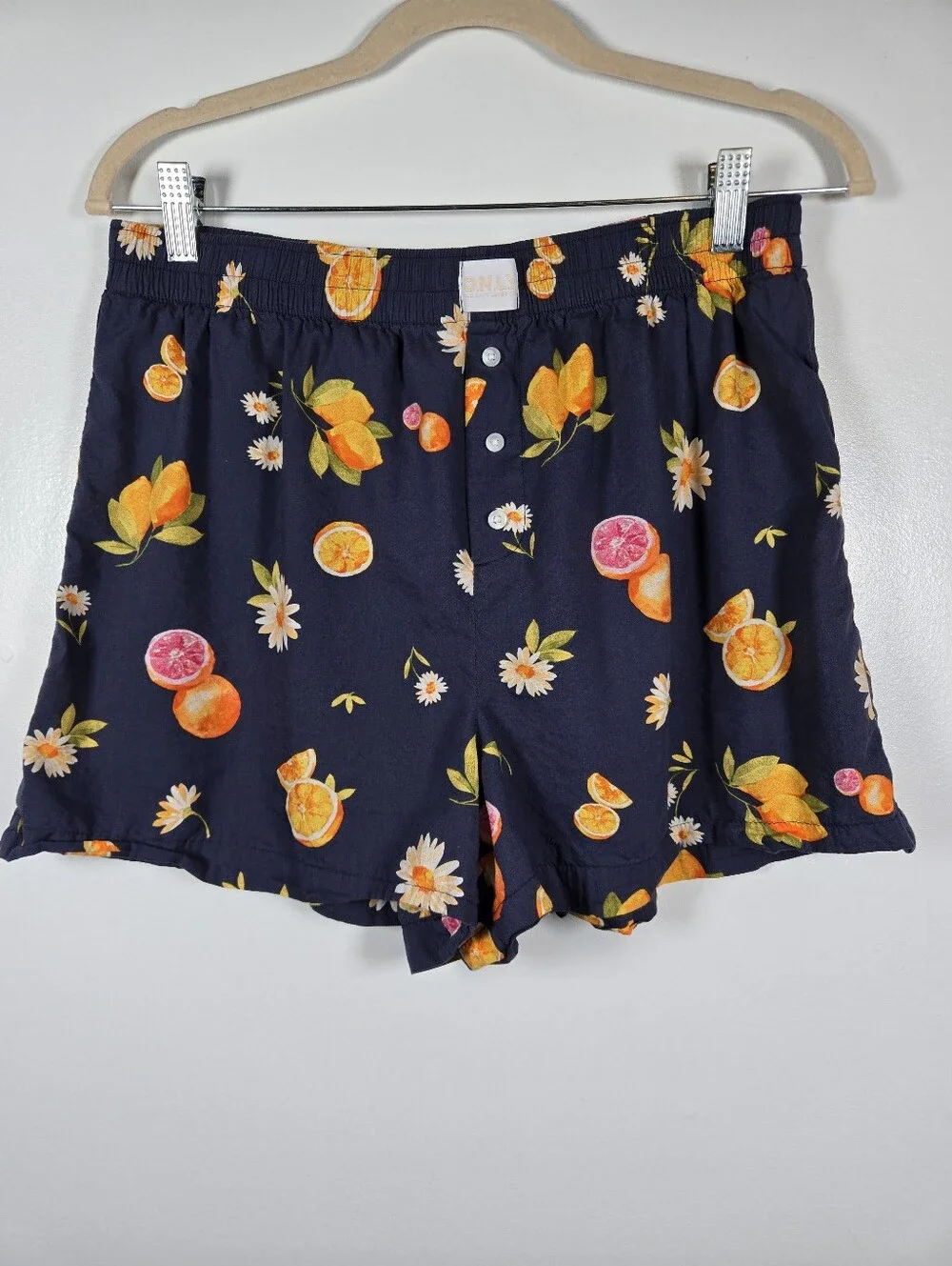 Old Navy Classic Woven Citrus Floral Navy 2pc Pajama Set Bralette Shorts S-M
